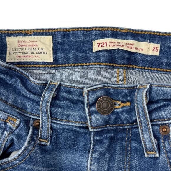 LEVI'S Premium 721 High-Rise Skinny Jeans Sz 25 Cassandra Says - Picture 6 of 10